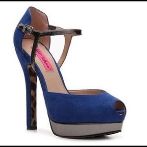 Betsy Johnson Royal Blue Peep Toe Pumps